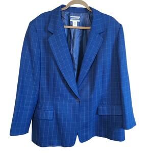 VTG Pendleton Womens Academia 100% Virgin Wool Blazer Jacket Size 20W Blue Plaid